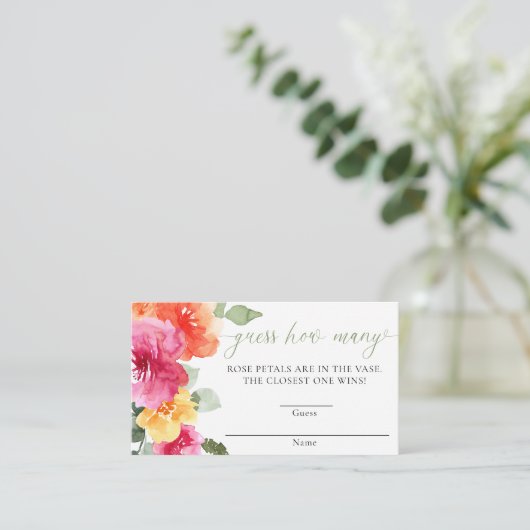 ピンクのオレンジ色の牡丹の赤ちゃんシャワーは、どれくらいの数を推測 エンクロージャーカード (スタンド正面)