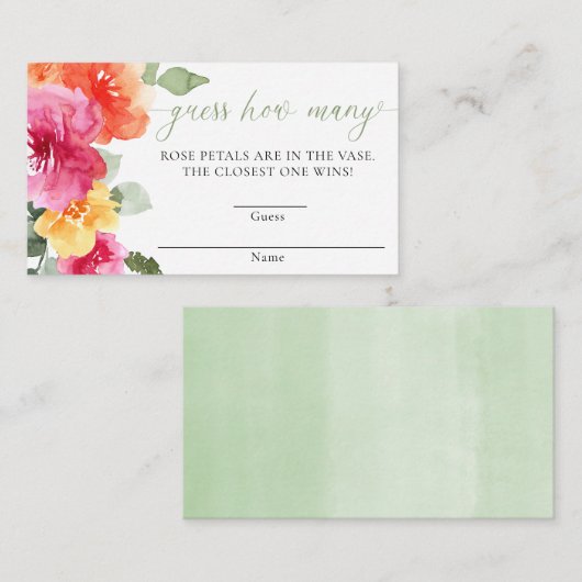 ピンクのオレンジ色の牡丹の赤ちゃんシャワーは、どれくらいの数を推測 エンクロージャーカード (正面/裏面)