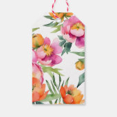 ピンクのオレンジ色の牡丹エレガントブライダルシャワーのお願い ギフトタグ (裏面)