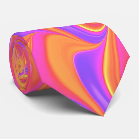 ピンクのオレンジ色の紫の渦巻き ネクタイ (ロール)