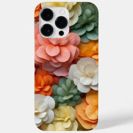ピンクのオレンジ色の緑の白3-Dルックベゴニアの花 Case-Mate iPhone 14 PRO MAXケース