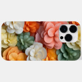 ピンクのオレンジ色の緑の白3-Dルックベゴニアの花 Case-Mate iPhoneケース (裏面 (横))