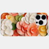 ピンクのオレンジ色の緑の白3-Dルックベゴニアの花 Case-Mate iPhoneケース (裏面 (横))