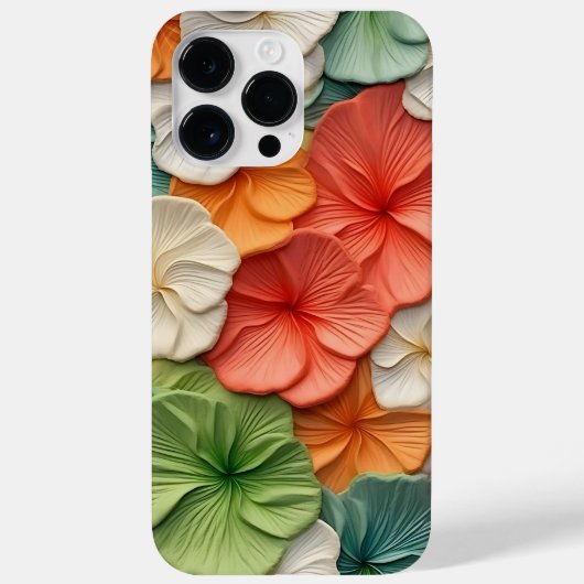 ピンクのオレンジ色の緑の白3-Dルックベゴニアの花 Case-Mate iPhoneケース (裏面)