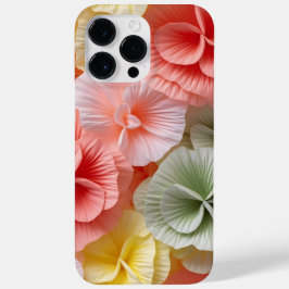 ピンクのオレンジ色の緑の白3-Dルックベゴニアの花 Case-Mate iPhone 14 PRO MAXケース