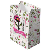 ピンクのオレンジ色の花びら ミディアムペーパーバッグ (正面アングル)