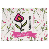 ピンクのオレンジ色の花びら ラージペーパーバッグ (正面)