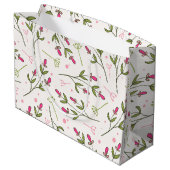 ピンクのオレンジ色の花びら ラージペーパーバッグ (裏面アングル)