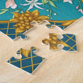 ピンクのオレンジ色の花：正方形の構成 ジグソーパズル (側面)