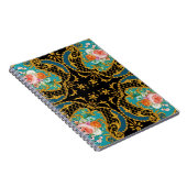 ピンクのオレンジ色の花：正方形の構成 ノートブック (右側)