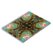 ピンクのオレンジ色の花：正方形の構成 ノートブック (左側)