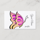 ピンクのオレンジ色の蝶 名刺 (正面)