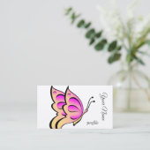 ピンクのオレンジ色の蝶 名刺 (スタンド正面)