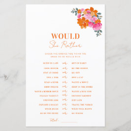 ピンクのオレンジ色の赤ちゃんシャワーは彼女はむしろゲームだろう