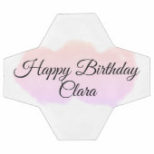 ピンクのオレンジ色の雲パステルハッピーバースデー モダン サッカーボール (フラット)