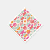 ピンクのオレンジ色の青い幾何学的パターン スタンダードカクテルナプキン (角)