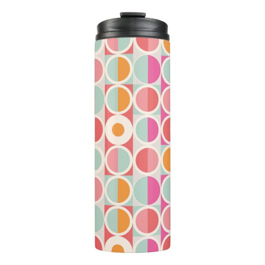 ピンクのオレンジ色の青い幾何学的パターン タンブラー (正面)