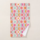 ピンクのオレンジ色の青い幾何学的パターン バスタオルセット (ハンドタオル)