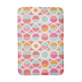 ピンクのオレンジ色の青い幾何学的パターン バスマット (正面縦)