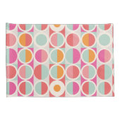 ピンクのオレンジ色の青い幾何学的パターン 枕カバー (裏面-右)