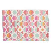 ピンクのオレンジ色の青い幾何学的パターン 枕カバー (正面左)