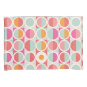 ピンクのオレンジ色の青い幾何学的パターン 枕カバー (正面右)