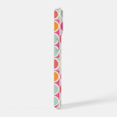 ピンクのオレンジ色の青い幾何学的パターン iPhone 15ケース (右側面)