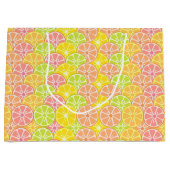 ピンクのオレンジ色の黄色い緑色のフルーツスライス ラージペーパーバッグ (正面)