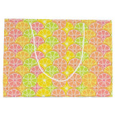 ピンクのオレンジ色の黄色い緑色のフルーツスライス ラージペーパーバッグ (裏面)