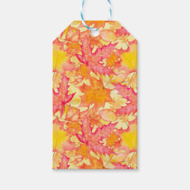ピンクのオレンジ色の黄色の紅葉 ギフトタグ