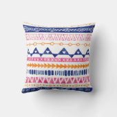 ピンクのオレンジ青い水彩画の種族の枕 クッション (裏面)