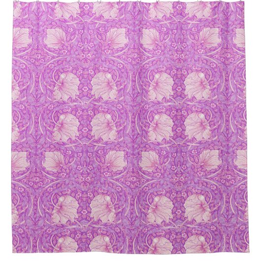 ピンクのオレンジ、インペリアル、ウィリアム・モリス、パターンreva シャワーカーテン (正面)