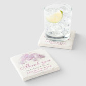 ピンクのオーキッドの水彩花結婚の感謝 ストーンコースター (横)