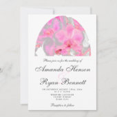 ピンクのオーキッドウォーターカラーフラワー結婚のフローラの元気 招待状 (正面)