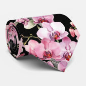 ピンクのオーキッドフラワーネックタイ ネクタイ (ロール)
