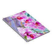 ピンクのオーキッドフラワーパープルマーブルパーソナライズされた ノートブック (右側)