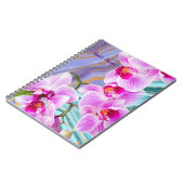 ピンクのオーキッドフラワーパープルマーブルパーソナライズされた ノートブック (左側)