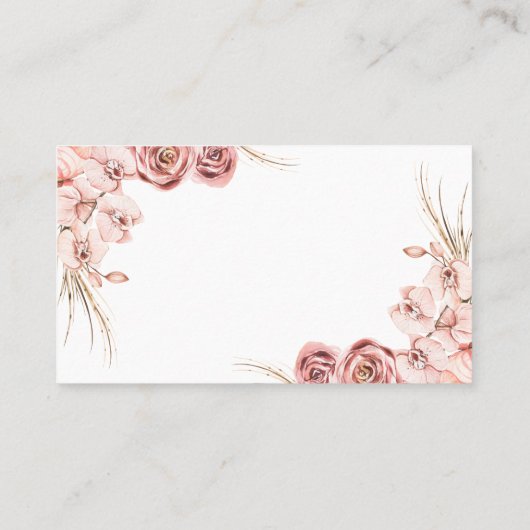 ピンクのオーキッドボーホー何人のキスシャワーゲームカード プレイスカード (裏面)