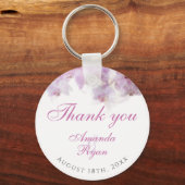ピンクのオーキッド水彩花ありがとう結婚。 キーホルダー (正面)
