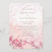 ピンクのオーキ結婚ッド 招待状 (正面/裏面)