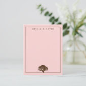 ピンクのオークの木のカスタマイズ可能なカップル感謝のメモ 招待状 (スタンド正面)
