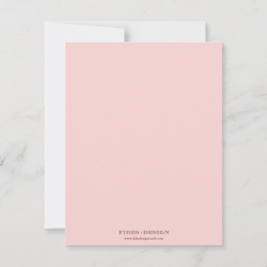 ピンクのオークの木のカスタマイズ可能なカップル感謝のメモ 招待状 (裏面)