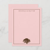 ピンクのオークの木のカスタマイズ可能なカップル感謝のメモ 招待状 (正面/裏面)