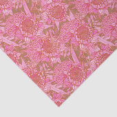 ピンクのオーストラリアのプロテアとワラタのパターン 薄葉紙 (詳細)