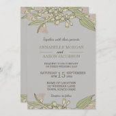 ピンクのオーストラリアのワイルドフラワーグムツリーの結婚式の招待 招待状 (正面/裏面)