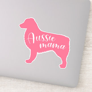 ピンクのオーストラリアの羊飼いのシルエット「オーストラリアのママ」 シール