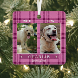 ピンクのオーダーメイド写真入り愛犬のクリスマス記念品 メタルオーナメント