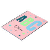 ピンクのオーダーメイド女の子の学校用品 名前入り ノートブック (左側)