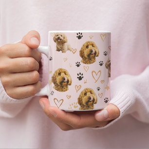 ピンクのオーダーメイド犬の写真 コーヒーマグカップ