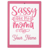 ピンクのオーダーメイド"Sassy Moma" クリップボード (裏面)